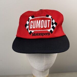 Vintage Gumout Motorsports Hat Cap Snap Back Red Black Embroidered Mens 90s